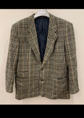 Vintage pure wool tweed glen check brownish classic hunting jacket blazer 44R