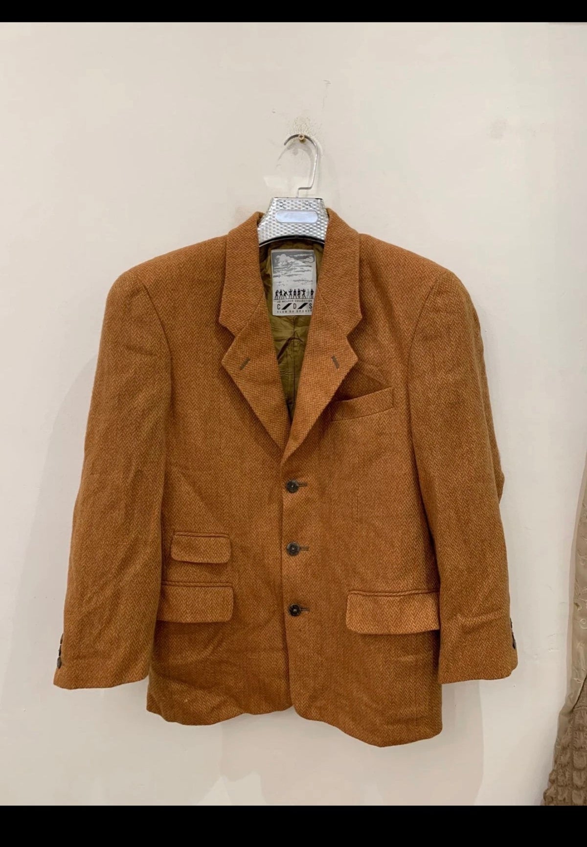 Vintage pure wool handwoven tweed brownish orange hunting jacket blazer 40R