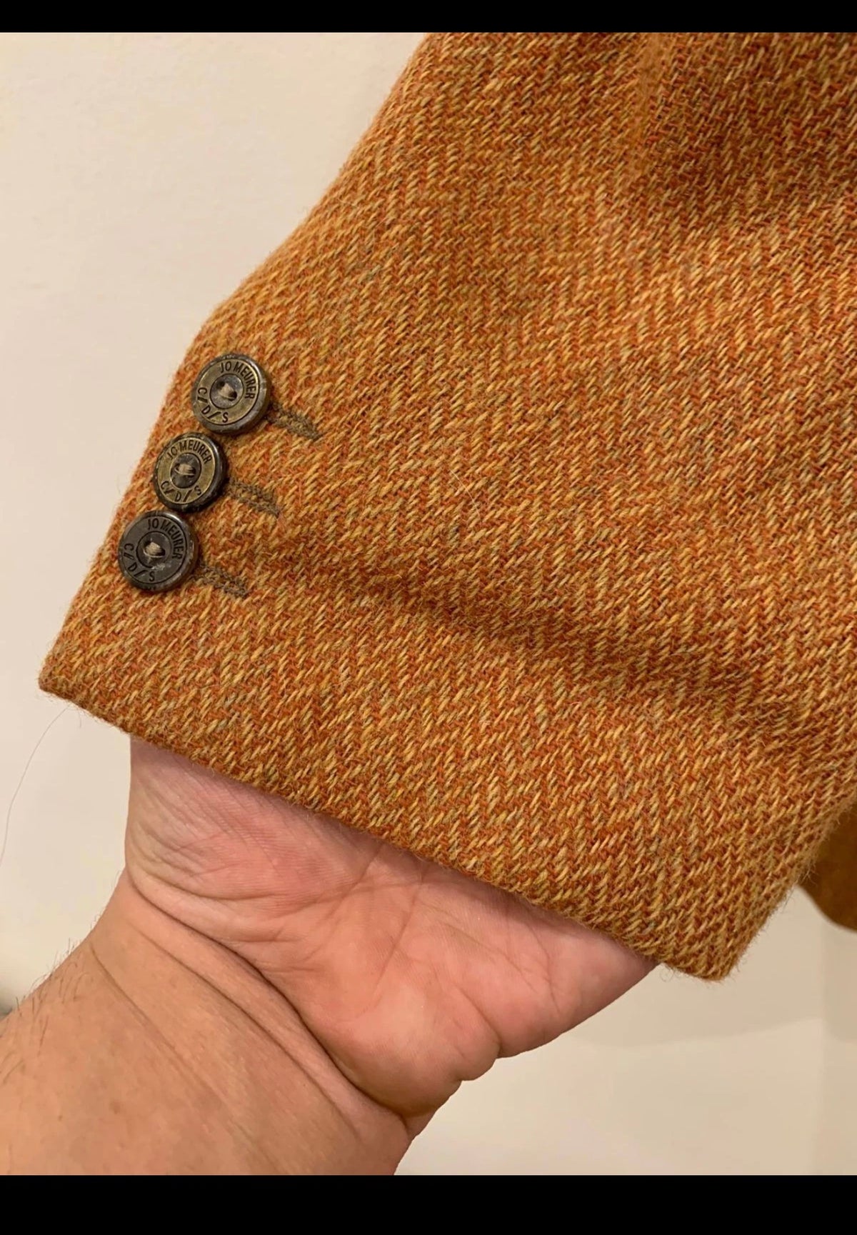 Vintage pure wool handwoven tweed brownish orange hunting jacket blazer 40R