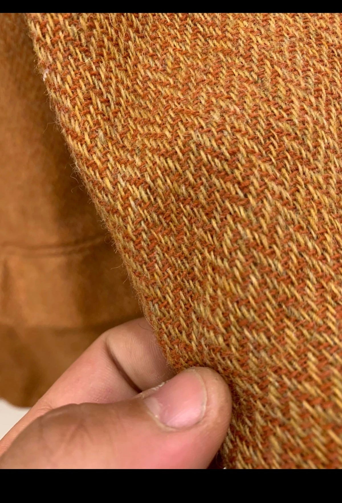Vintage pure wool handwoven tweed brownish orange hunting jacket blazer 40R