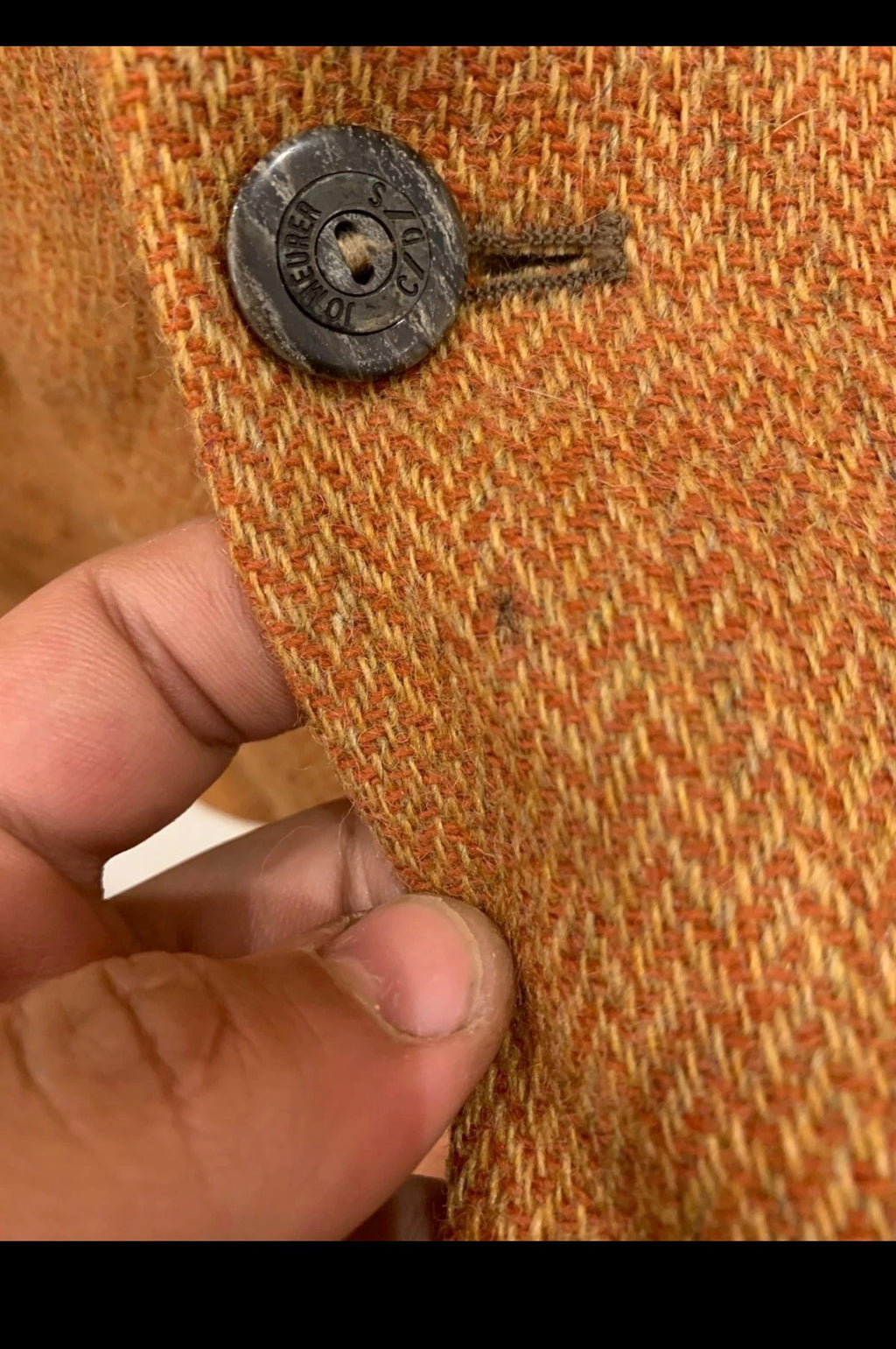 Vintage pure wool handwoven tweed brownish orange hunting jacket blazer 40R
