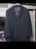 1950s vintage bespoke classic pure wool 2 button shiny black suit 38S 38R