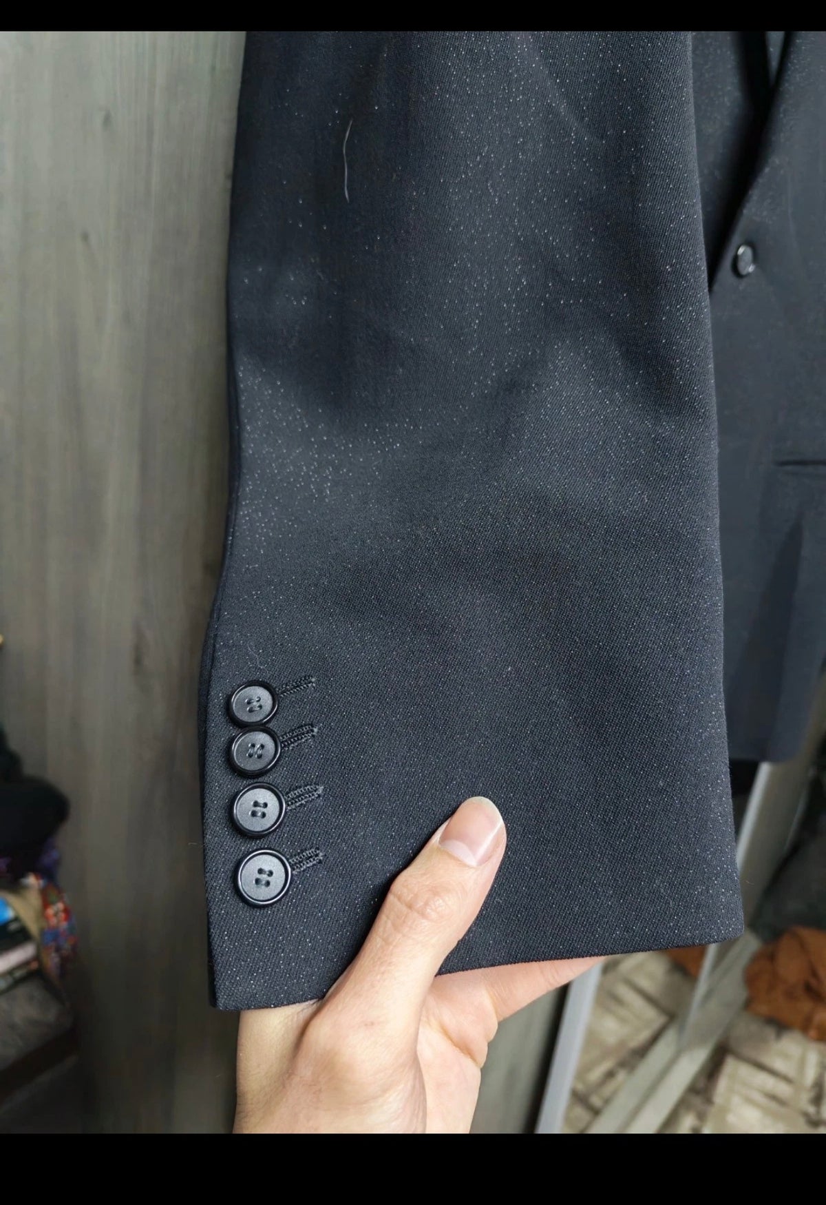 1950s vintage bespoke classic pure wool 2 button shiny black suit 38S 38R