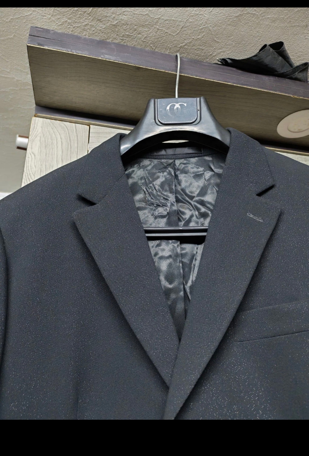 1950s vintage bespoke classic pure wool 2 button shiny black suit 38S 38R