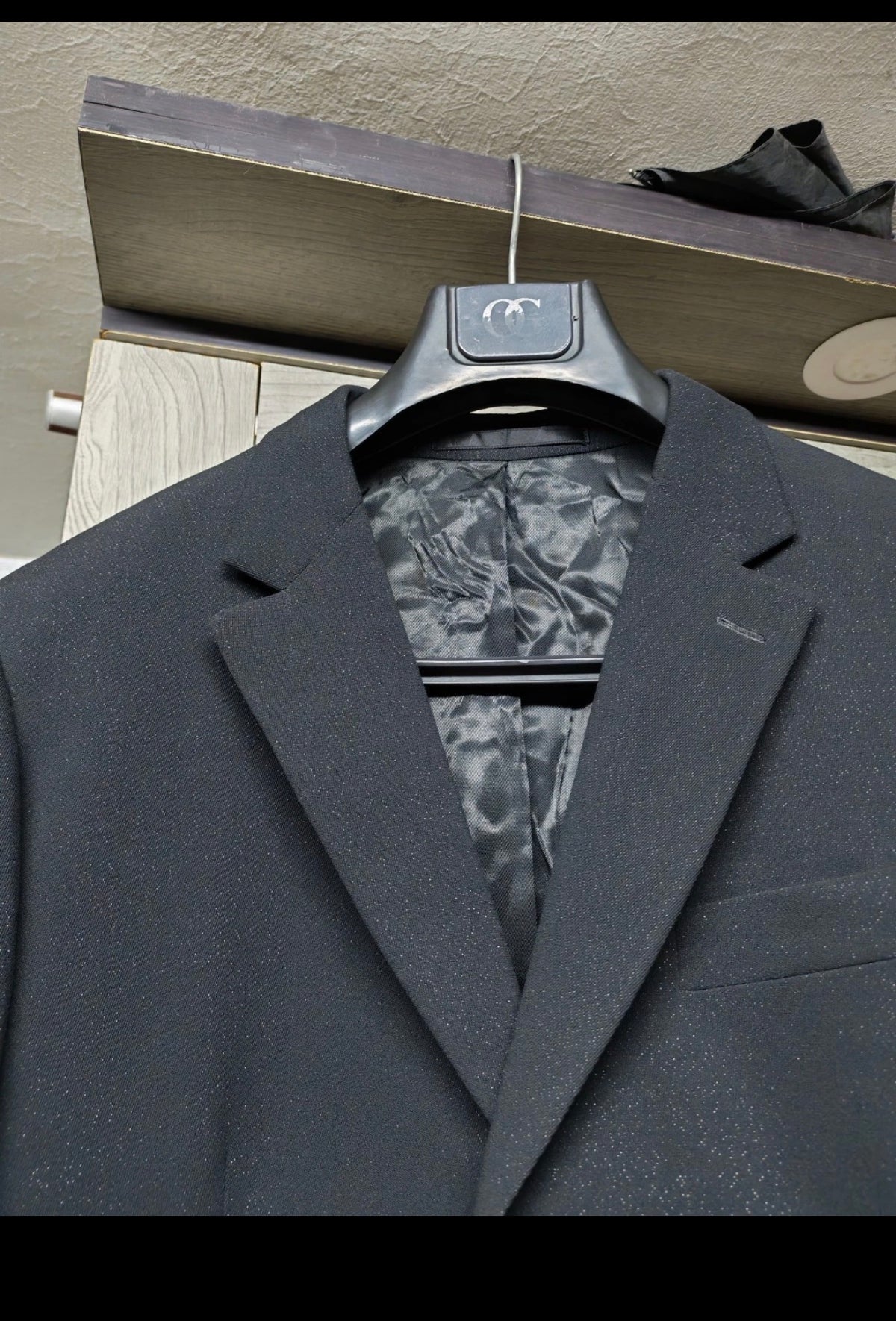 1950s vintage bespoke classic pure wool 2 button shiny black suit 38S 38R
