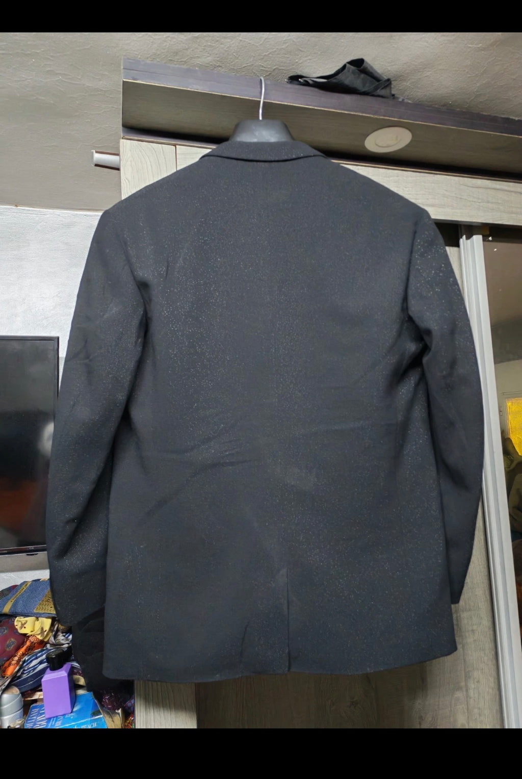 1950s vintage bespoke classic pure wool 2 button shiny black suit 38S 38R