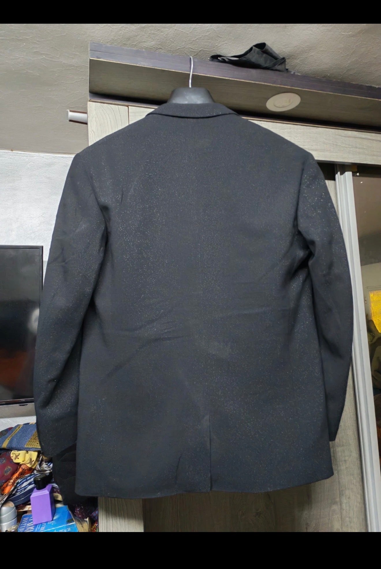 1950s vintage bespoke classic pure wool 2 button shiny black suit 38S 38R