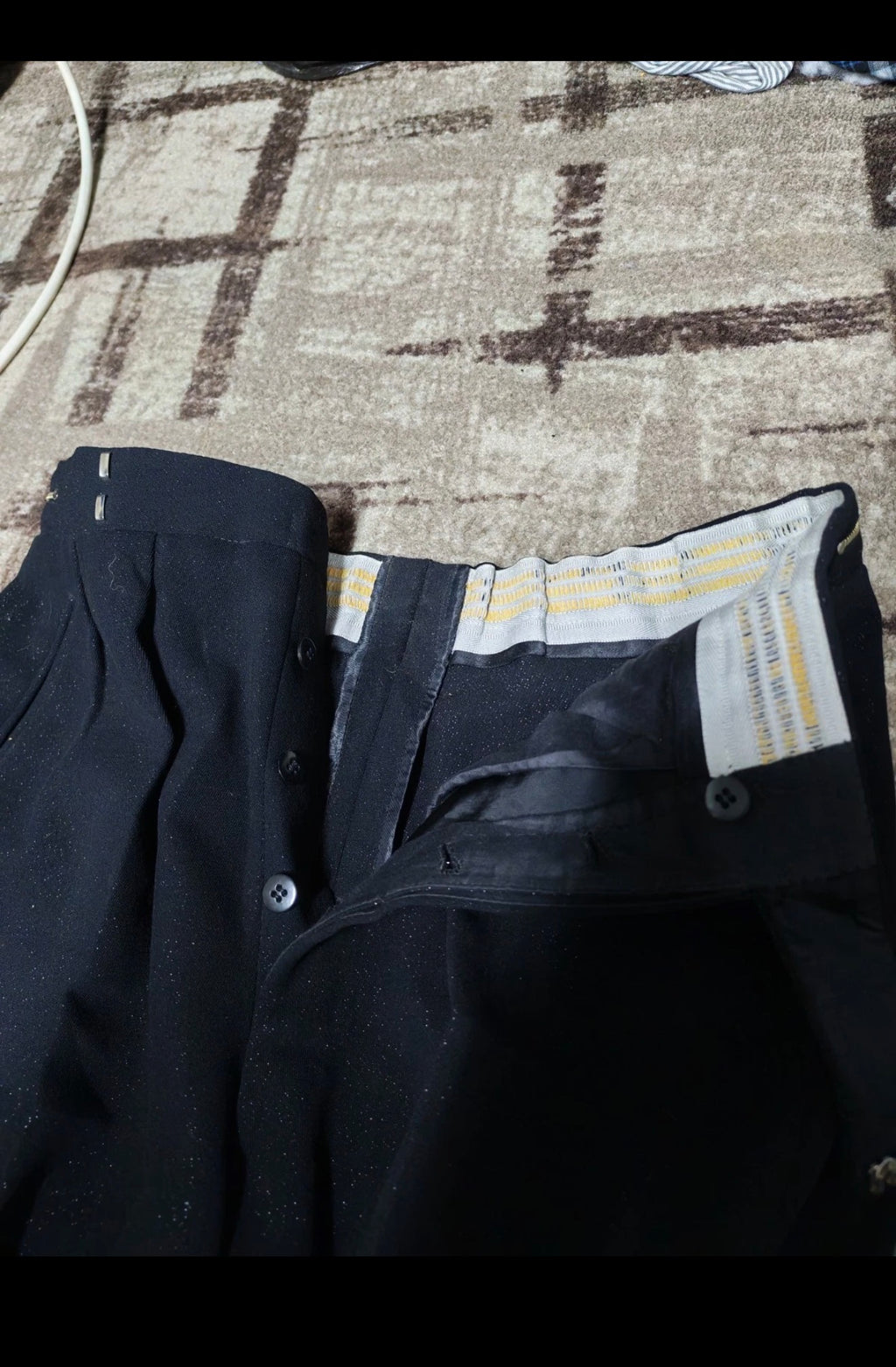 1950s vintage bespoke classic pure wool 2 button shiny black suit 38S 38R