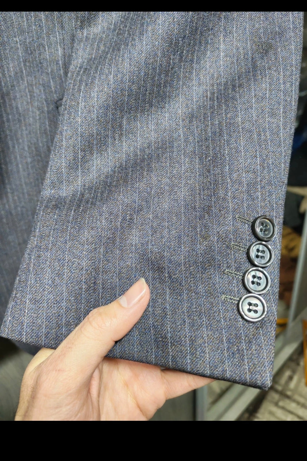 1970s Vintage classic all worsted wool 3 piece brownish striped suit 42L