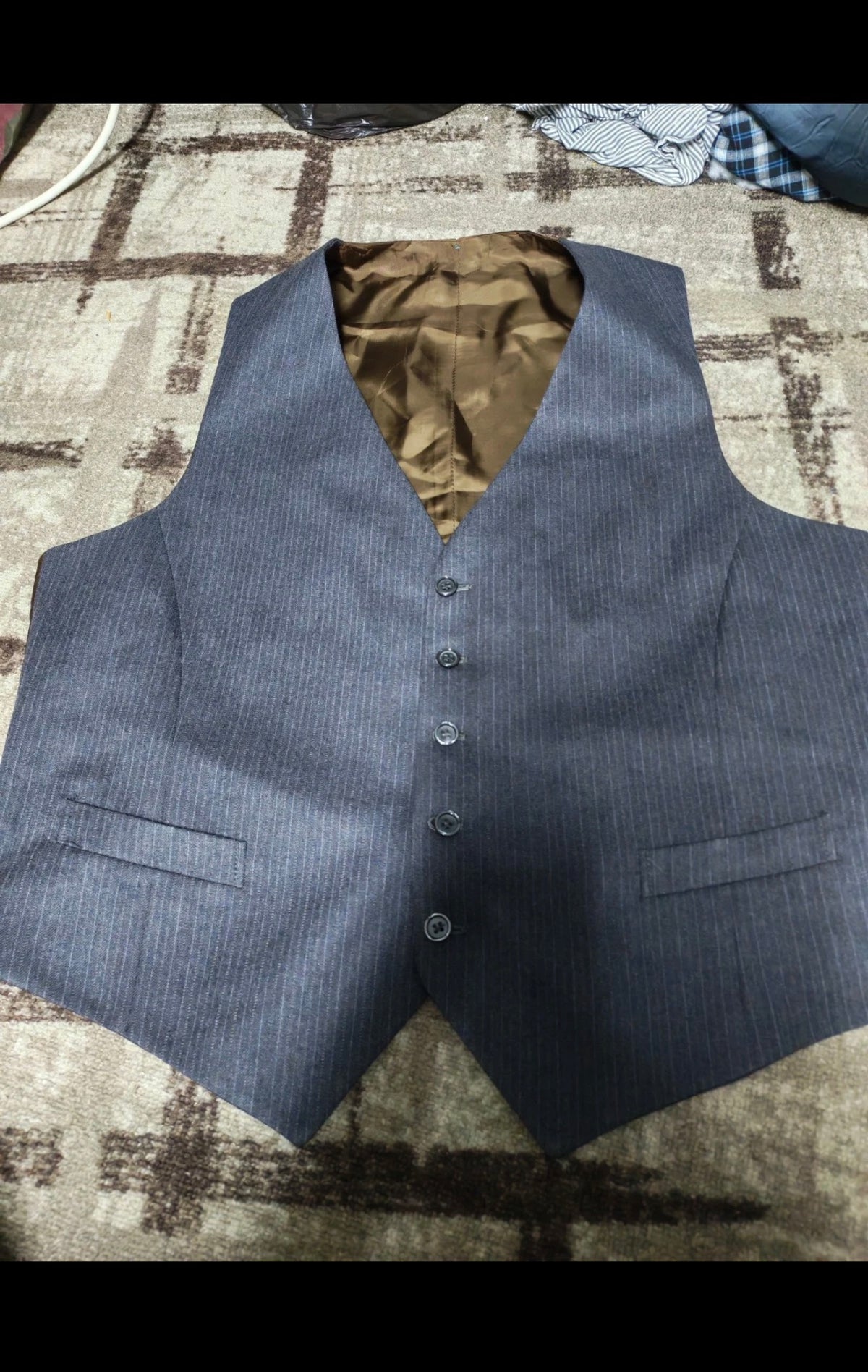 1970s Vintage classic all worsted wool 3 piece brownish striped suit 42L