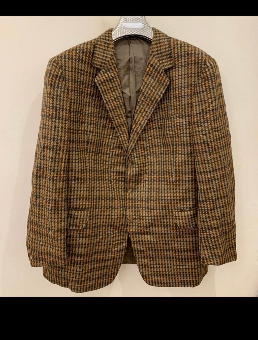 1980s dated Vintage plaid pure wool classic brown hunting jacket blazer 44R