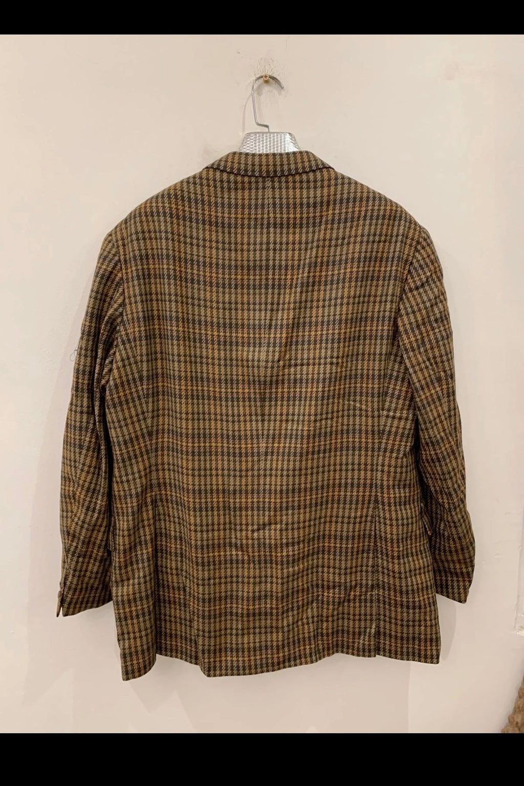 1980s dated Vintage plaid pure wool classic brown hunting jacket blazer 44R