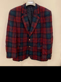 Vintage wool blend plaid silver button red green navy jacket blazer 44R 44L