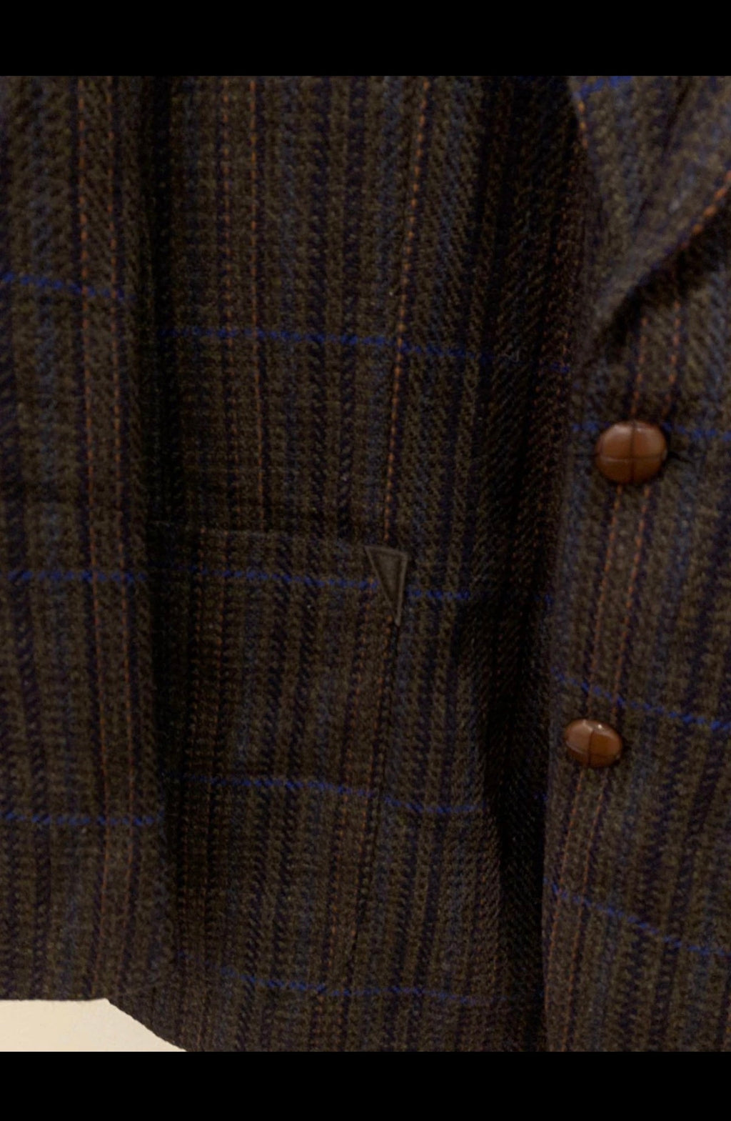 Vintage pure wool tweed camouflage plaid brown classic jacket blazer 42R
