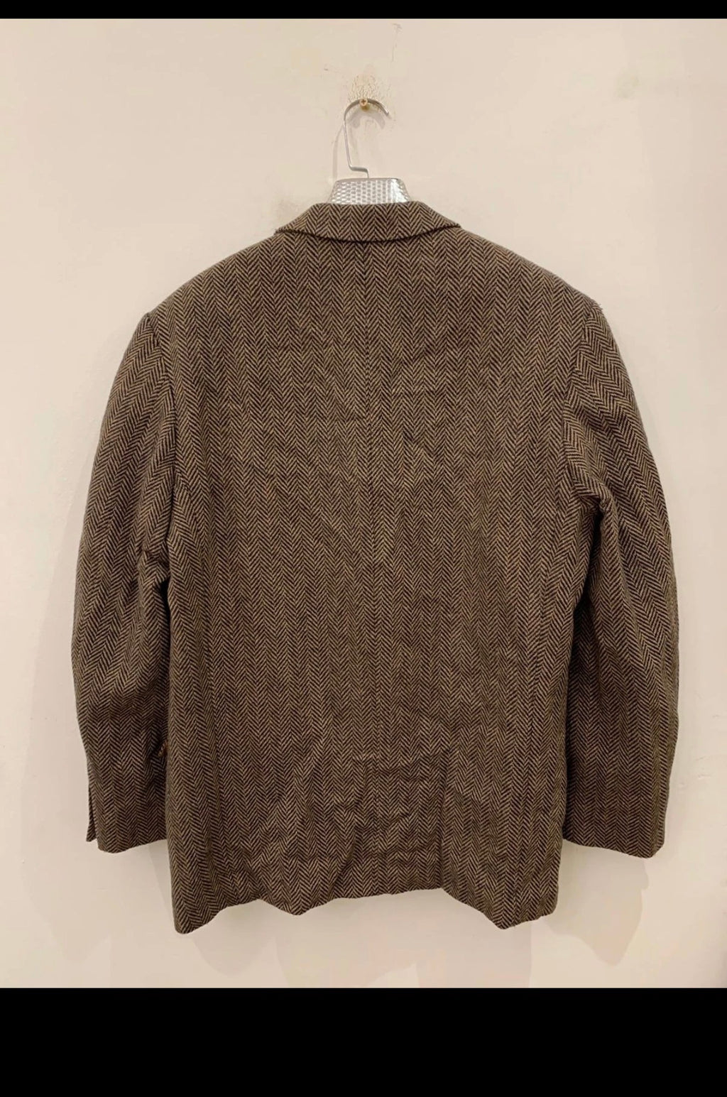 Vintage wool blend Tweed herringbone brown hunting jacket blazer 44R 44L