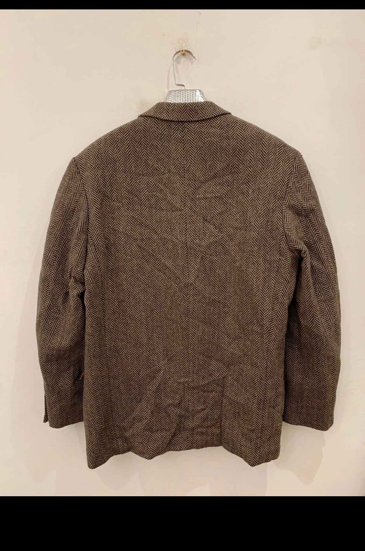Vintage wool blend Tweed herringbone brown hunting jacket blazer 44R 44L