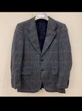 1970s Vintage wool blend glen check classic blue jacket blazer 38R