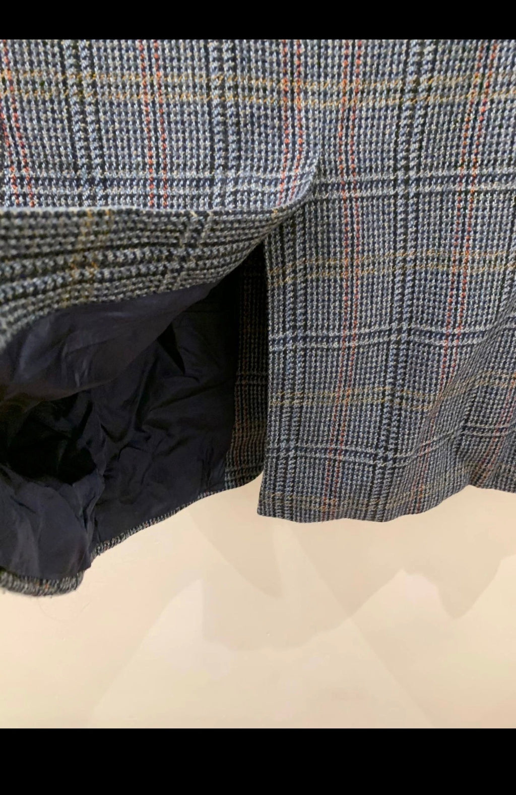 1970s Vintage wool blend glen check classic blue jacket blazer 38R