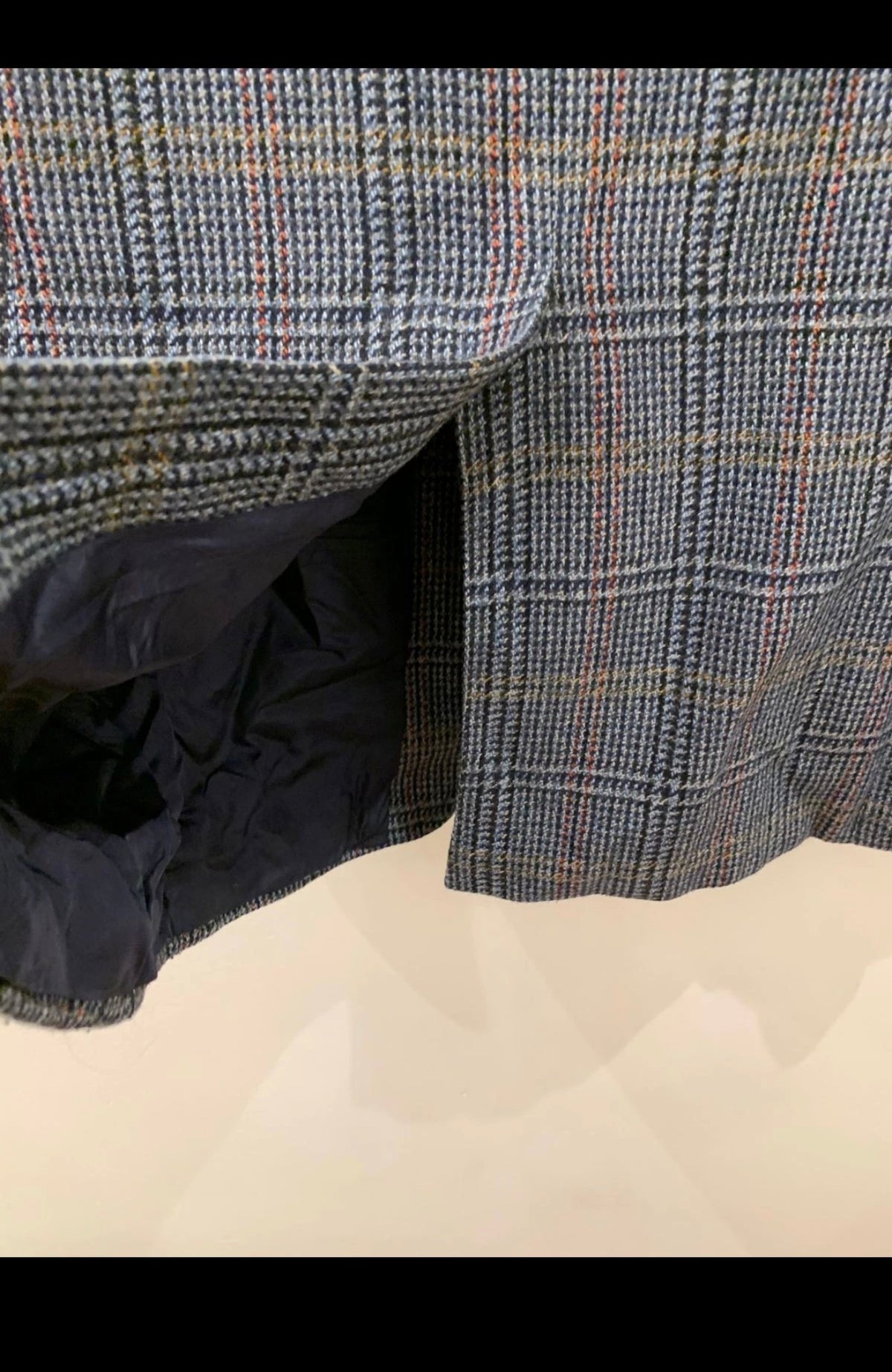 1970s Vintage wool blend glen check classic blue jacket blazer 38R