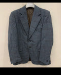 1970s Vintage wool blend glen check classic blue suit jacket blazer 40R