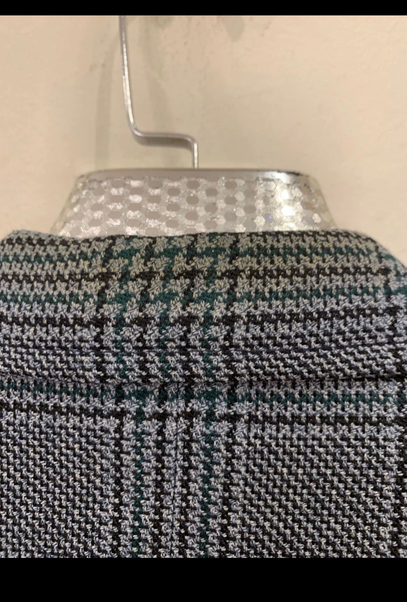 1970s Vintage wool blend glen check classic blue suit jacket blazer 40R