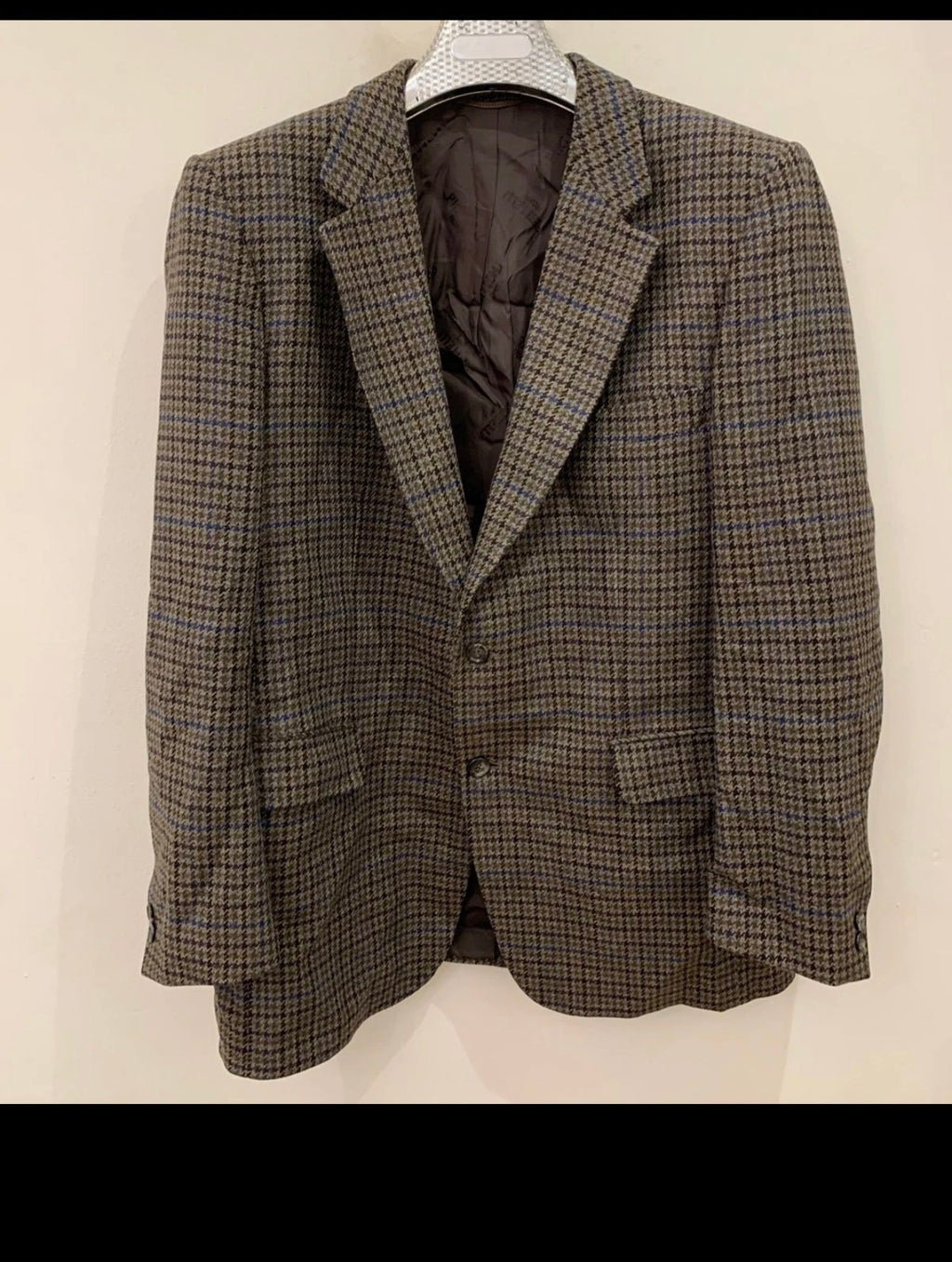 Vintage Piattelli Roma pure wool houndstooth classic brown jacket blazer 42R