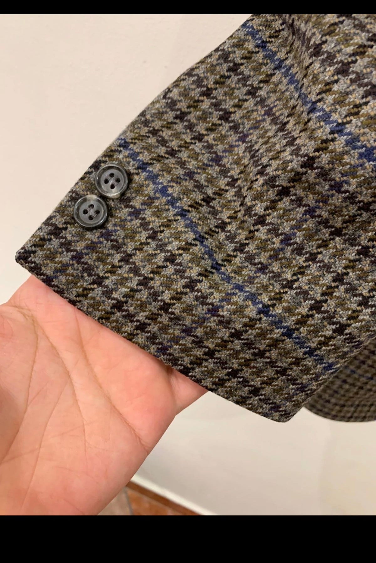 Vintage Piattelli Roma pure wool houndstooth classic brown jacket blazer 42R