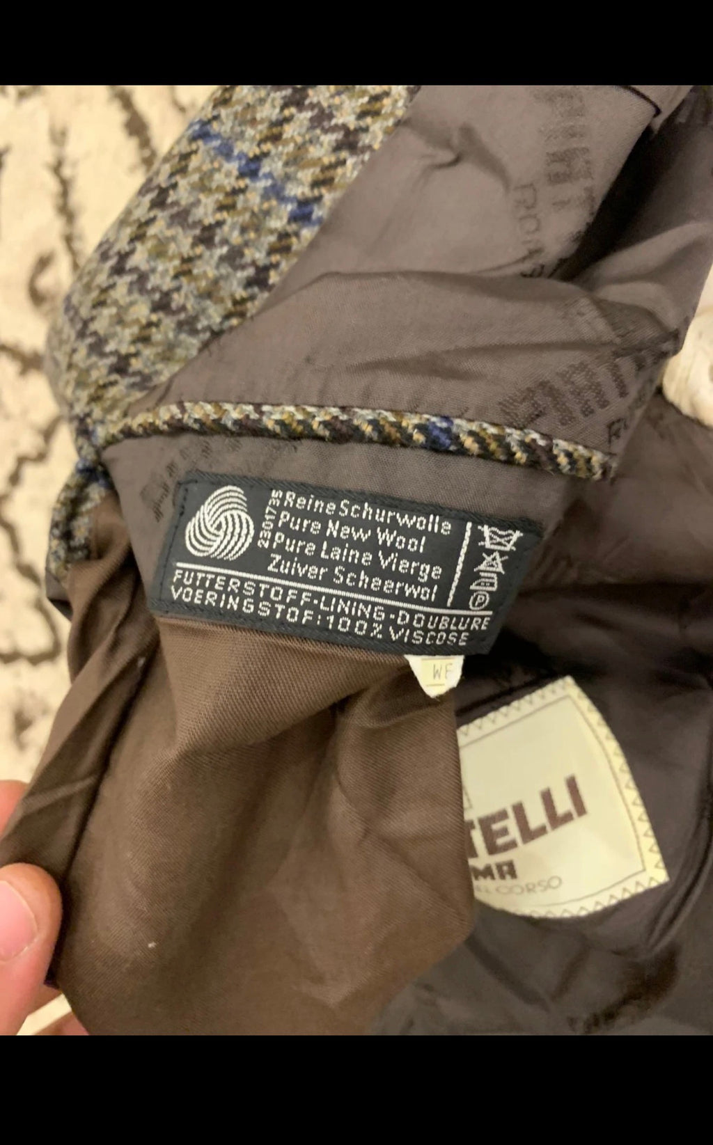 Vintage Piattelli Roma pure wool houndstooth classic brown jacket blazer 42R