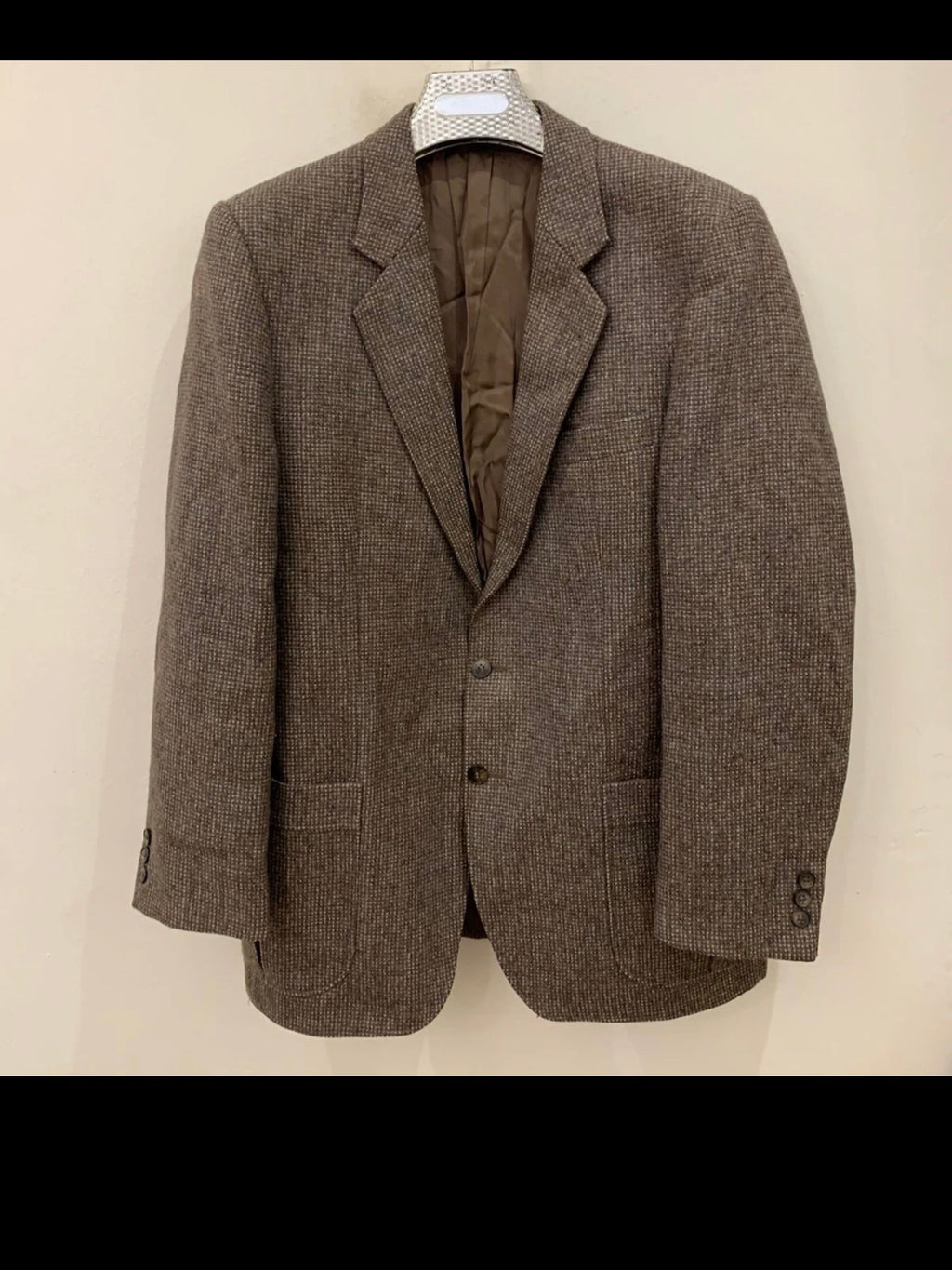Vintage pure wool handwoven Tweed brown classic hunting jacket blazer 40R