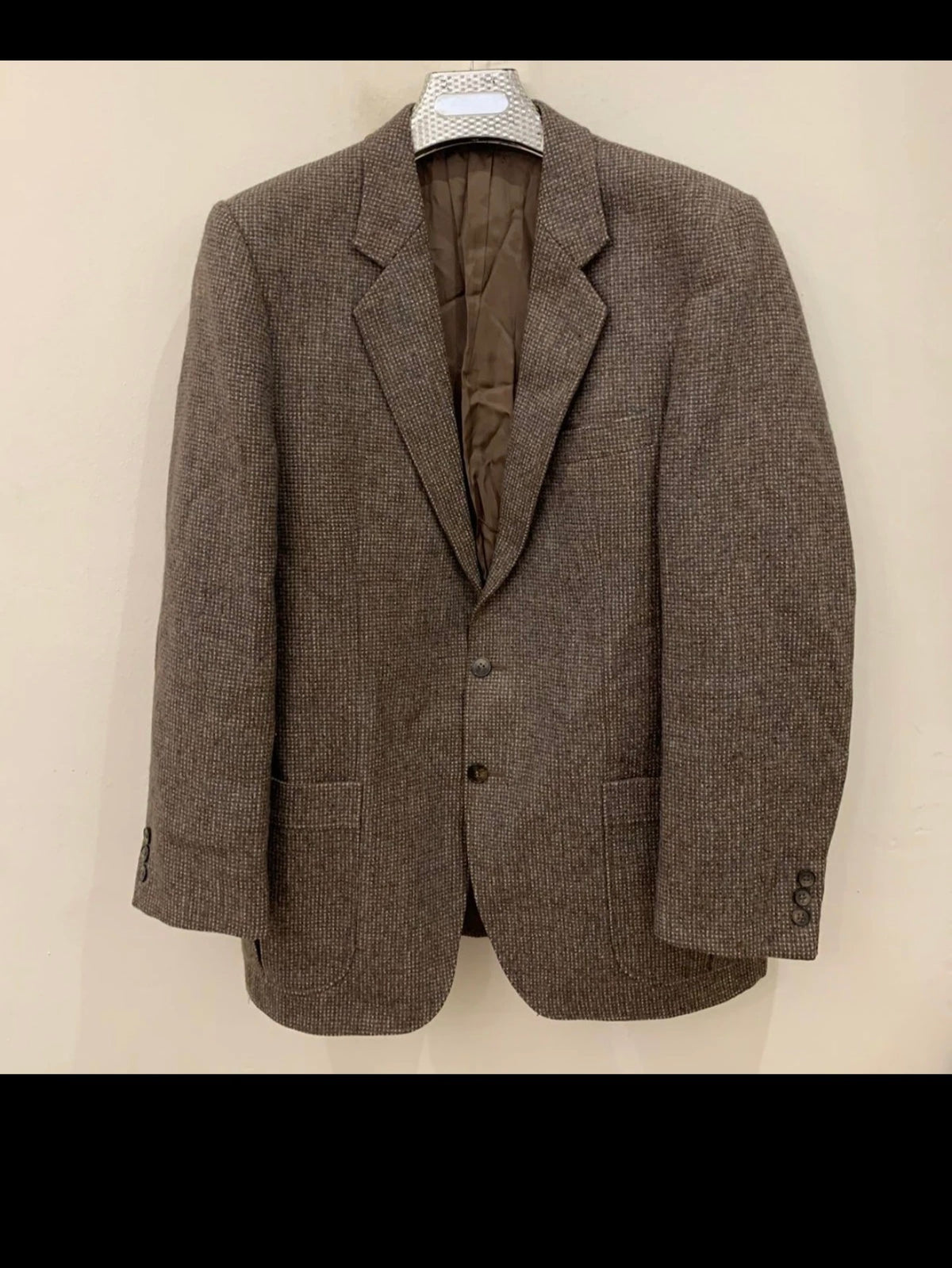 Vintage pure wool handwoven Tweed brown classic hunting jacket blazer 40R