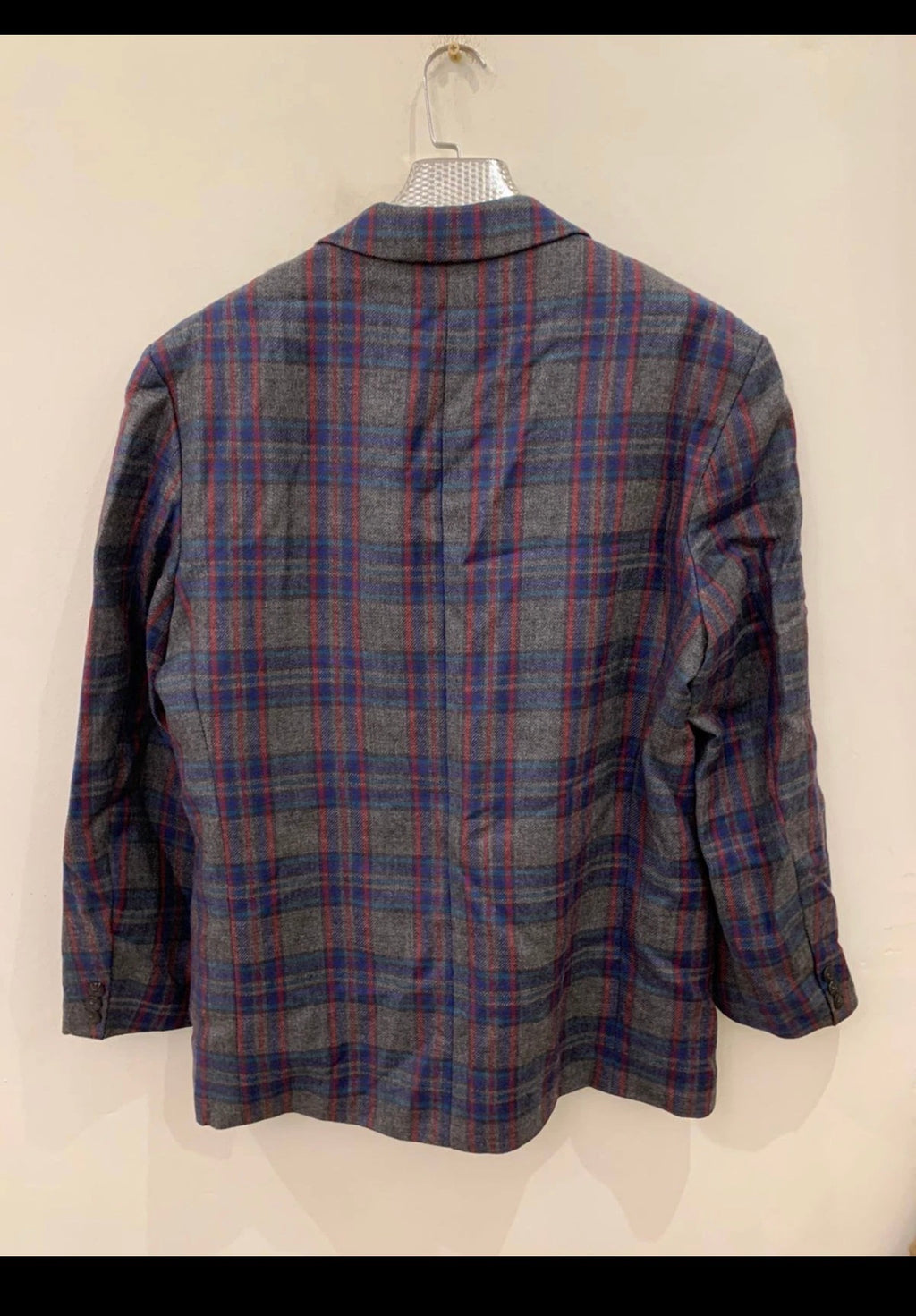 Vintage pure wool tweed camouflage plaid classic unique jacket blazer 44R