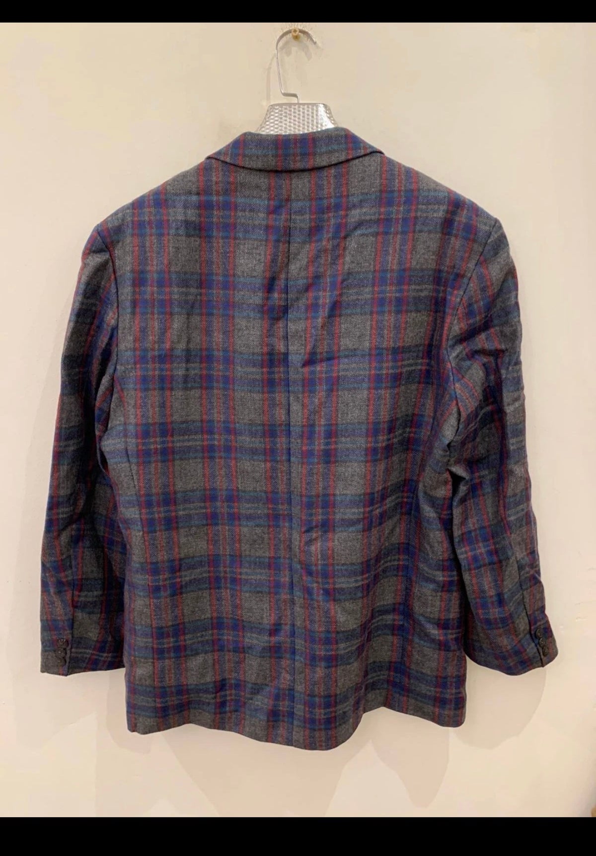 Vintage pure wool tweed camouflage plaid classic unique jacket blazer 44R