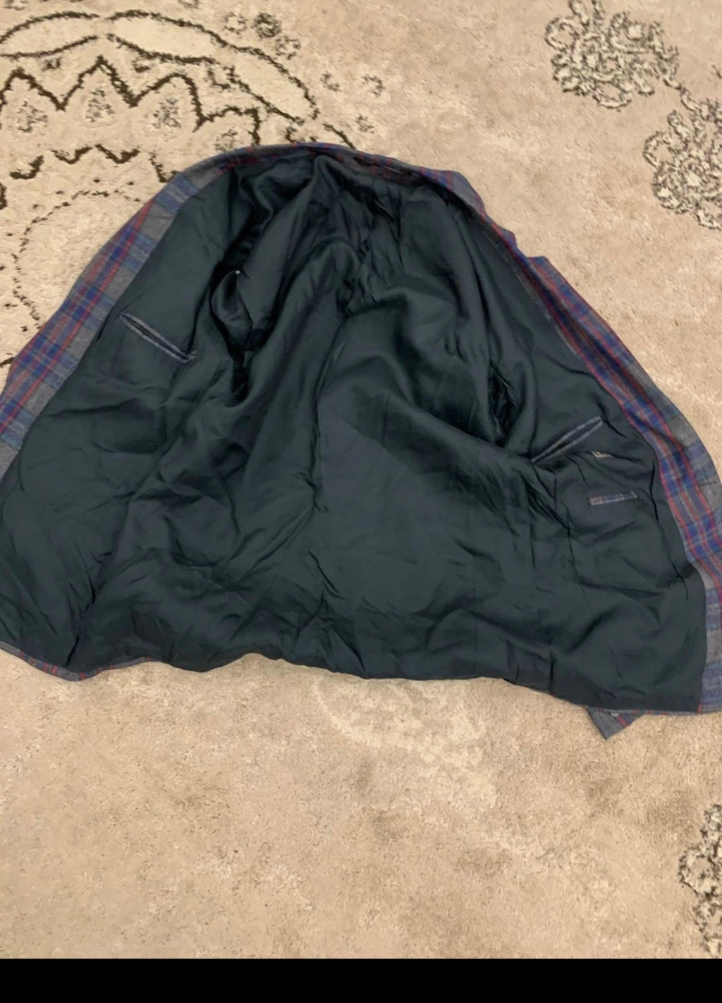 Vintage pure wool tweed camouflage plaid classic unique jacket blazer 44R