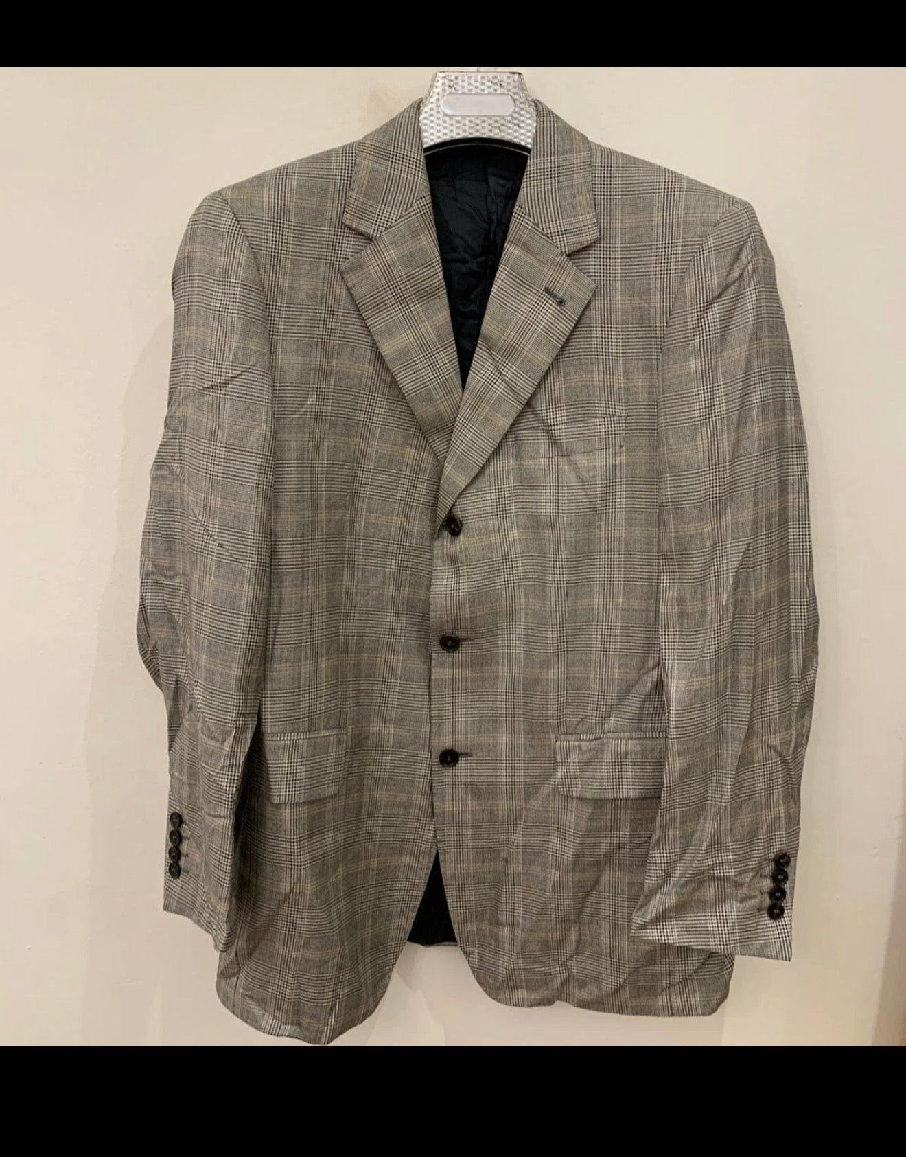 Vintage Eduard Dressler wool silk glen check classic jacket blazer 42R
