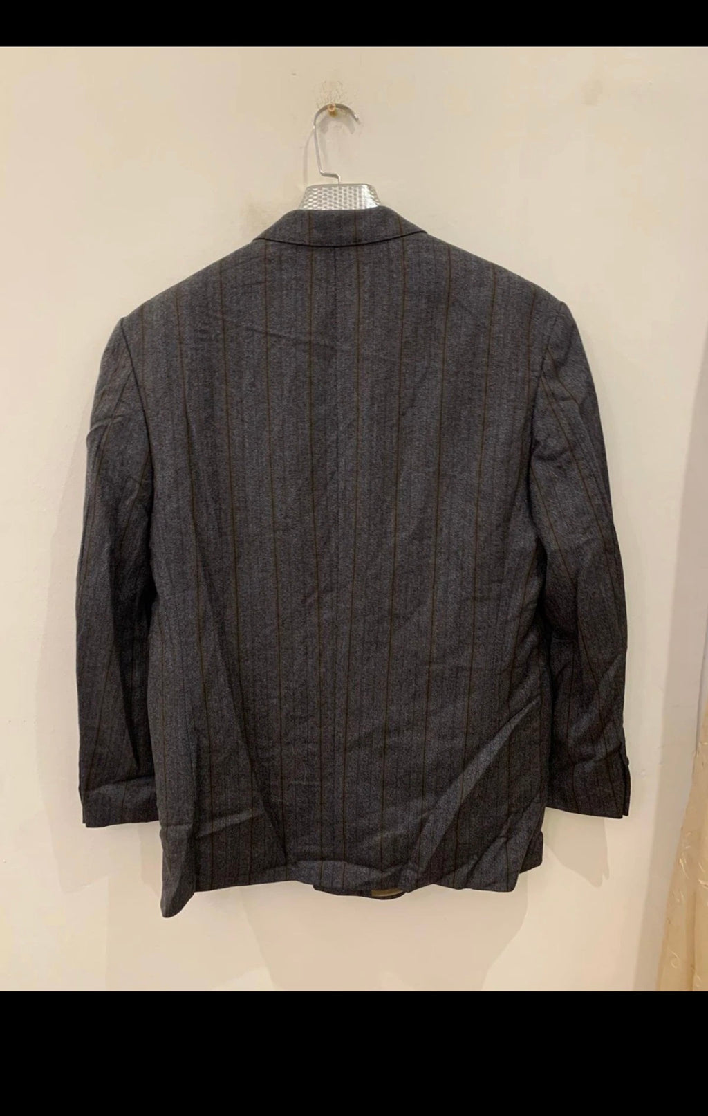 Vintage pure wool double breasted charcoal rowing brown jacket blazer 42R