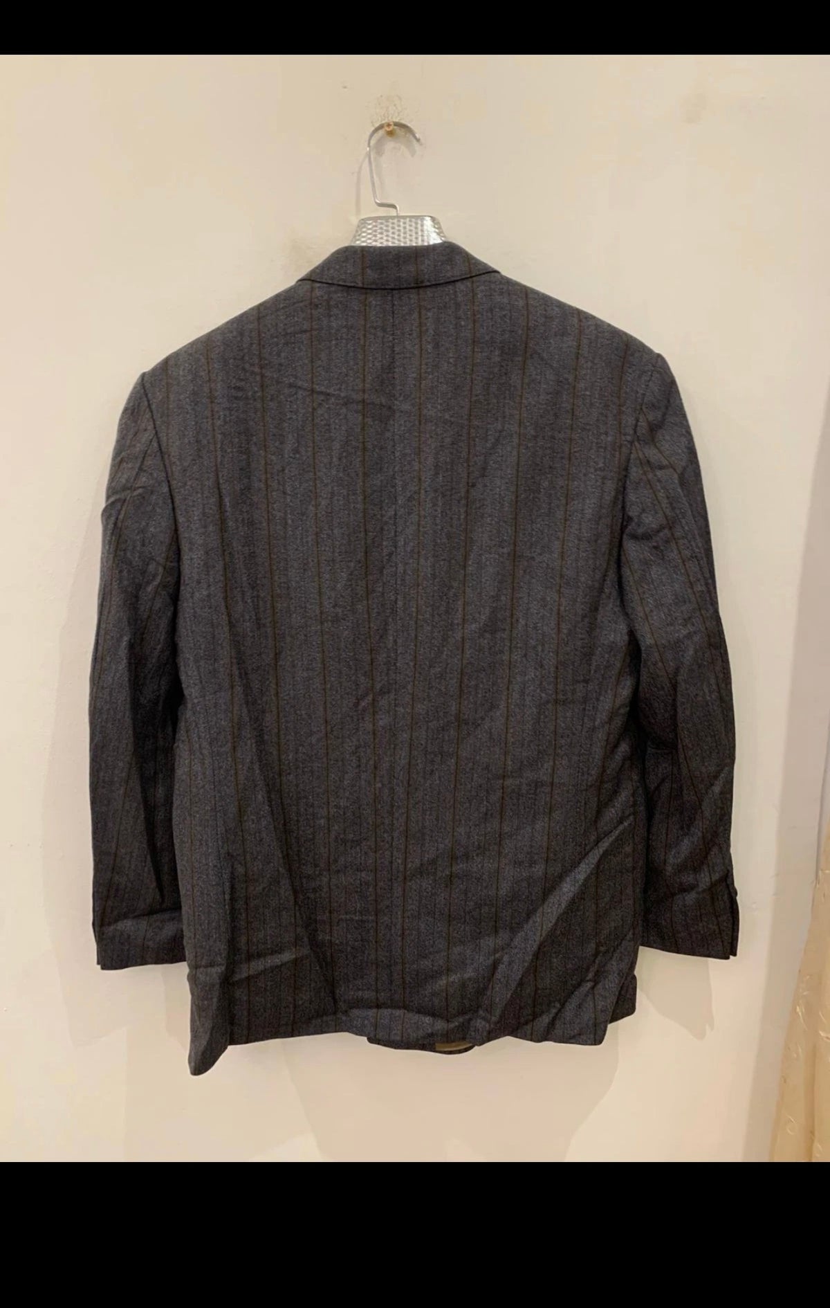 Vintage pure wool double breasted charcoal rowing brown jacket blazer 42R
