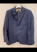 Classic Flannel Bay Napoli pure wool herringbone blue jacket blazer 42R