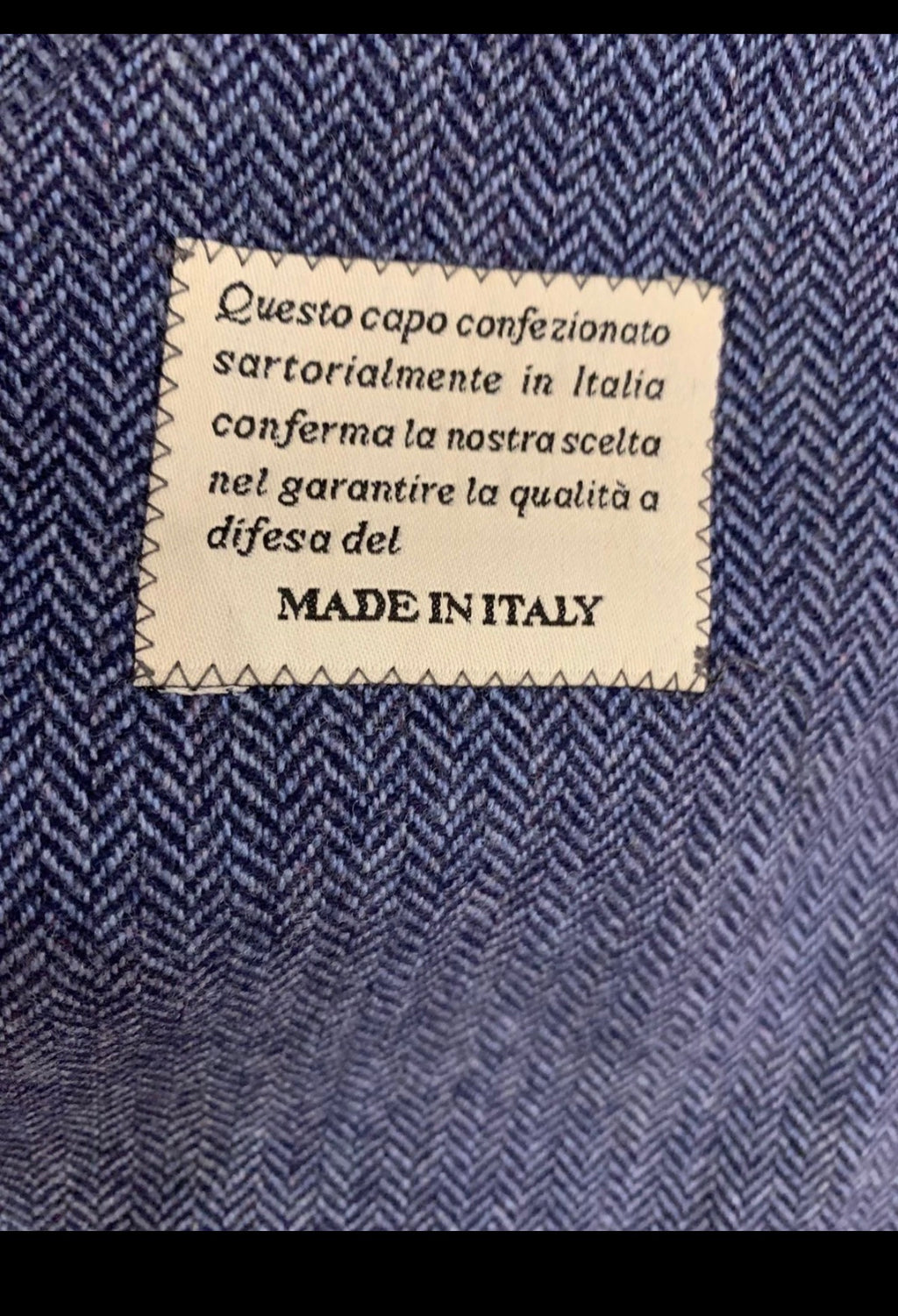 Classic Flannel Bay Napoli pure wool herringbone blue jacket blazer 42R