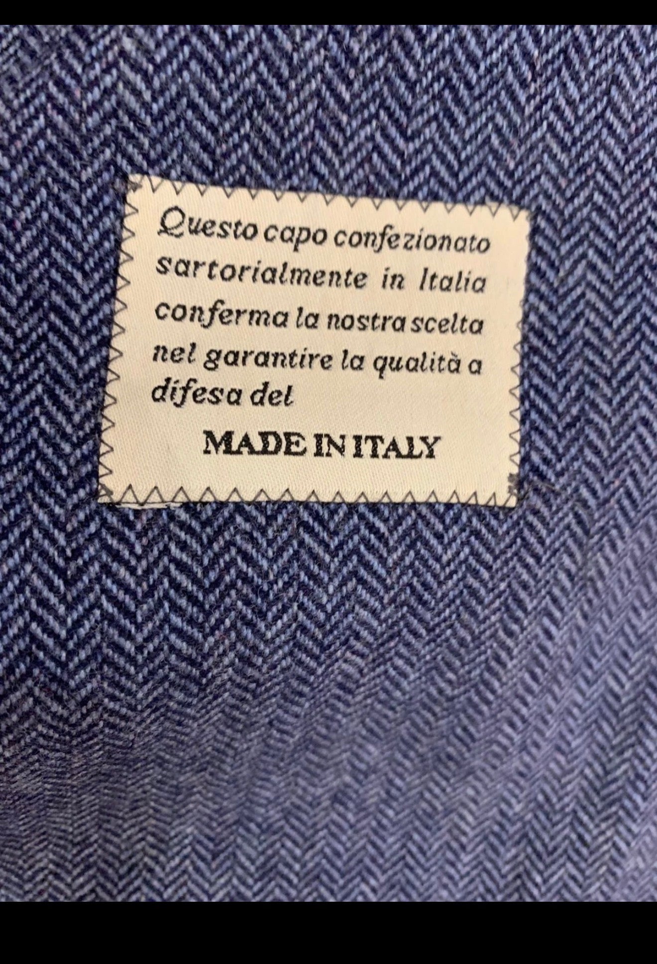 Classic Flannel Bay Napoli pure wool herringbone blue jacket blazer 42R