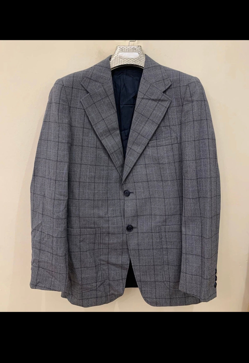 1970s vintage worsted wool Windowpane rockabilly disco jacket blazer 36R