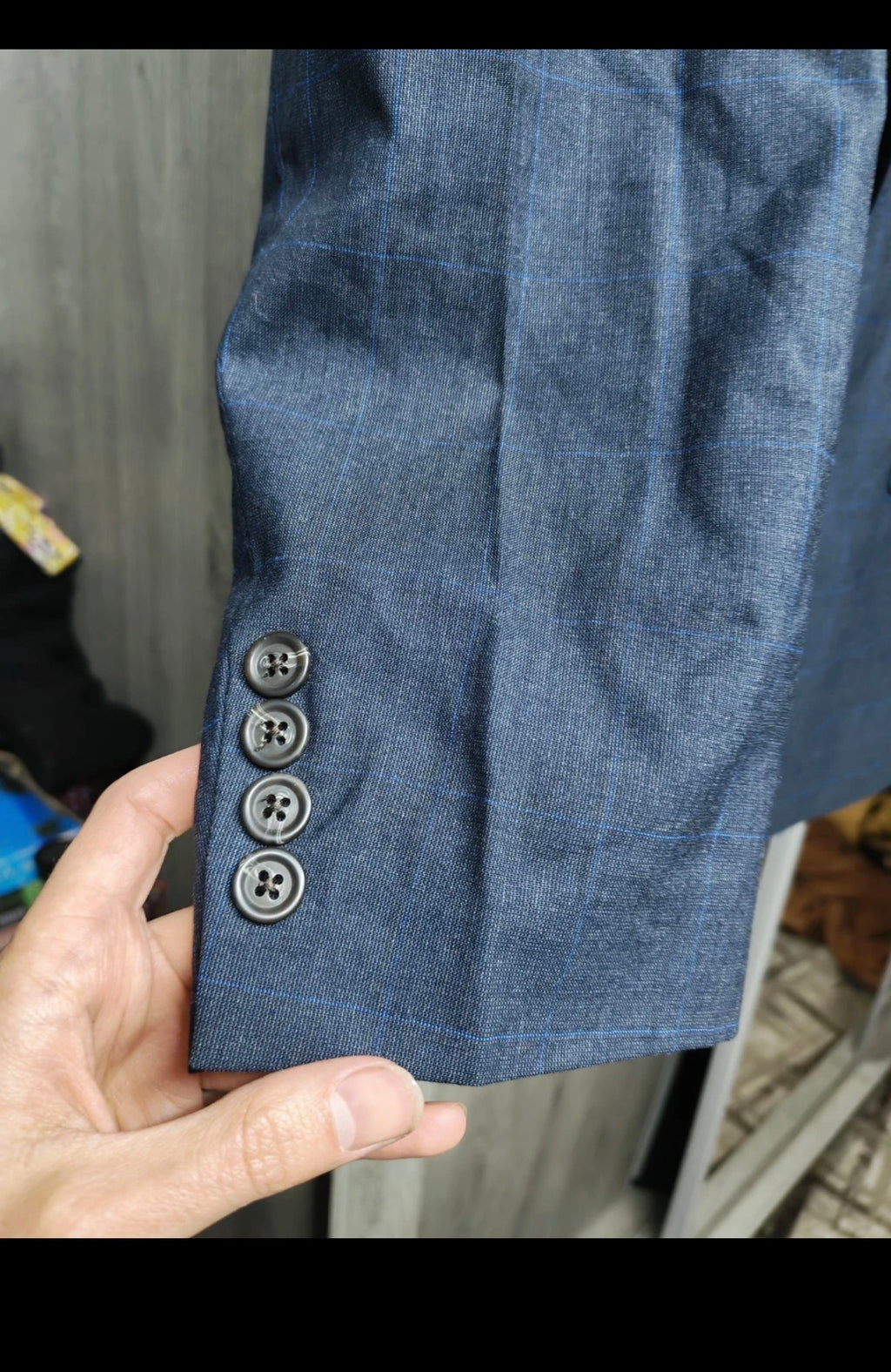 Vintage Polo University Club Ralph Lauren pure wool Windowpane blue blazer 44R