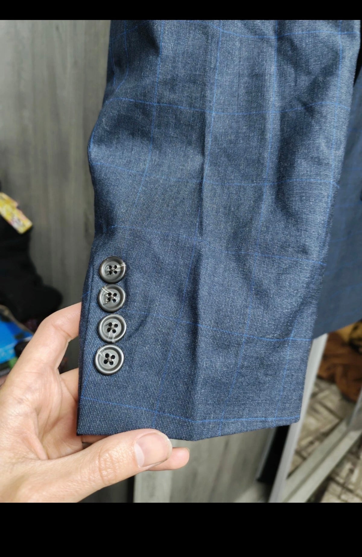Vintage Polo University Club Ralph Lauren pure wool Windowpane blue blazer 44R