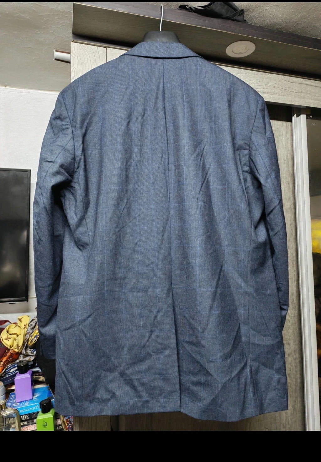 Vintage Polo University Club Ralph Lauren pure wool Windowpane blue blazer 44R