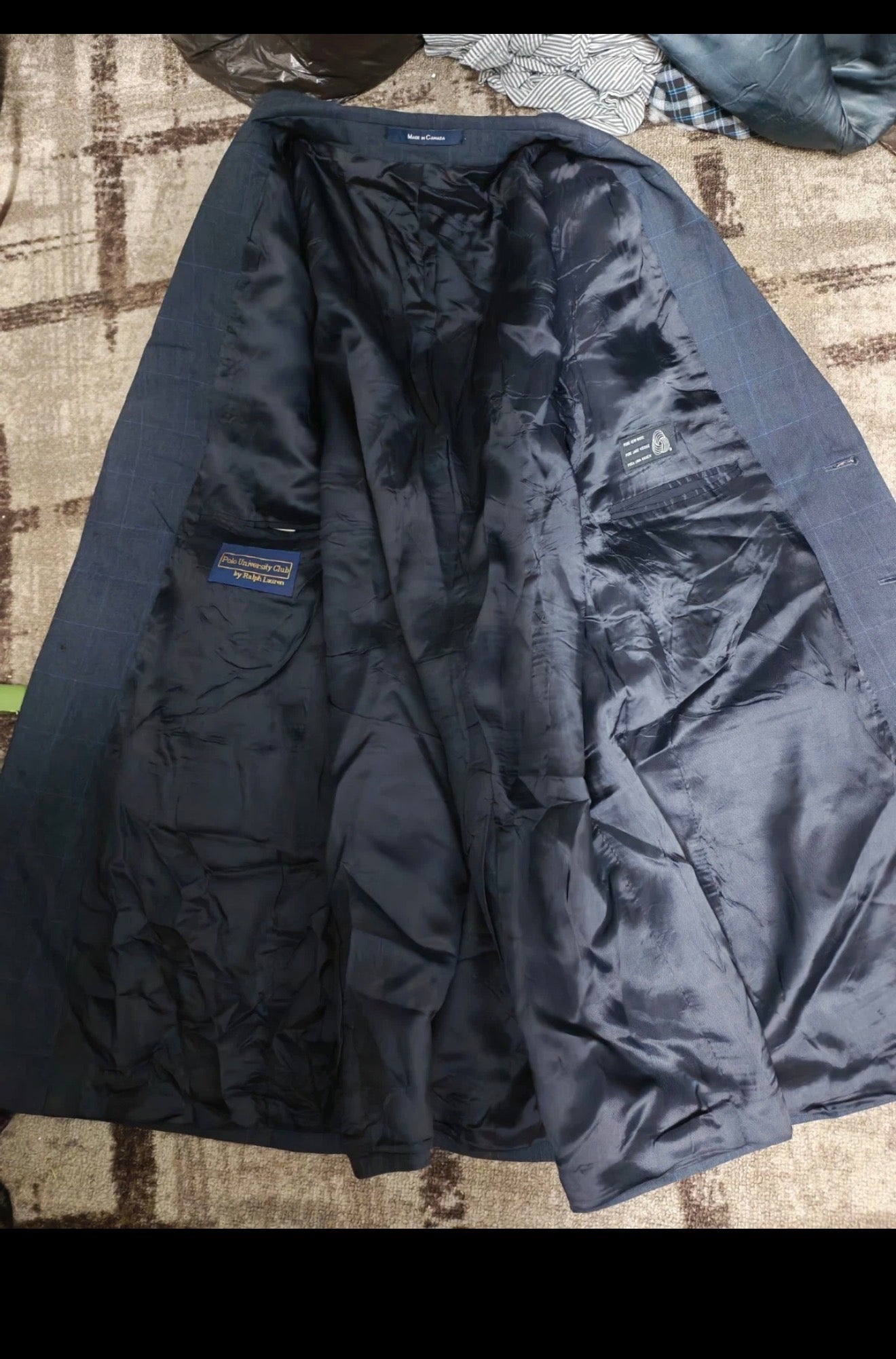 Vintage Polo University Club Ralph Lauren pure wool Windowpane blue blazer 44R