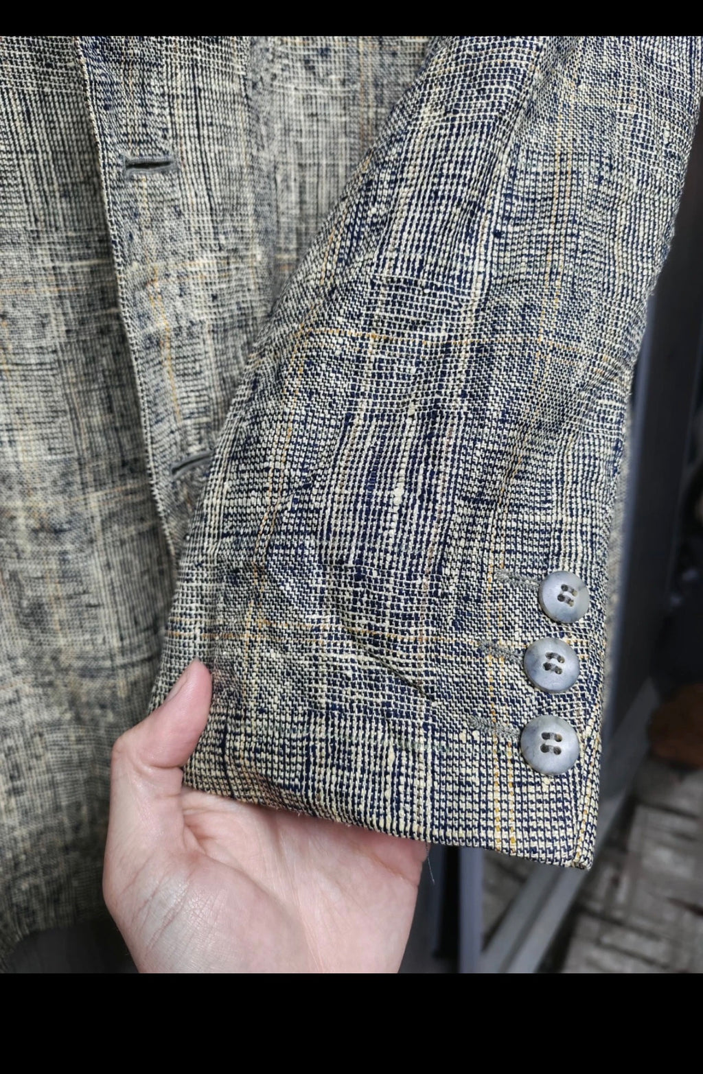 Vintage 100% pure silk camouflage classic beige jacket blazer 42R