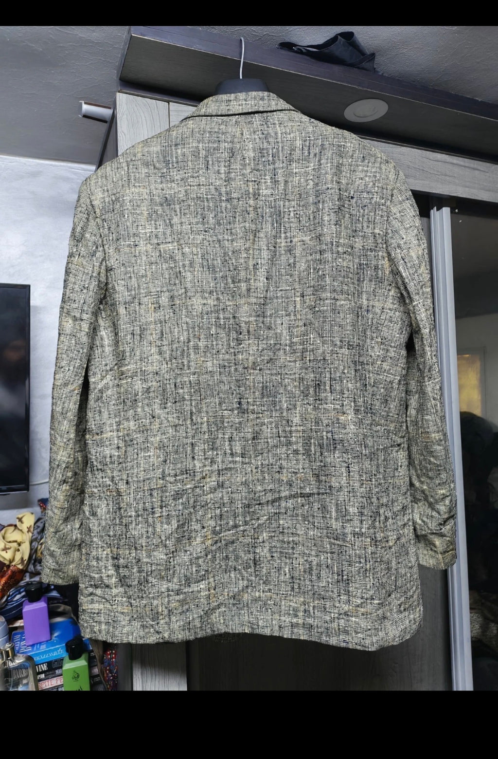 Vintage 100% pure silk camouflage classic beige jacket blazer 42R