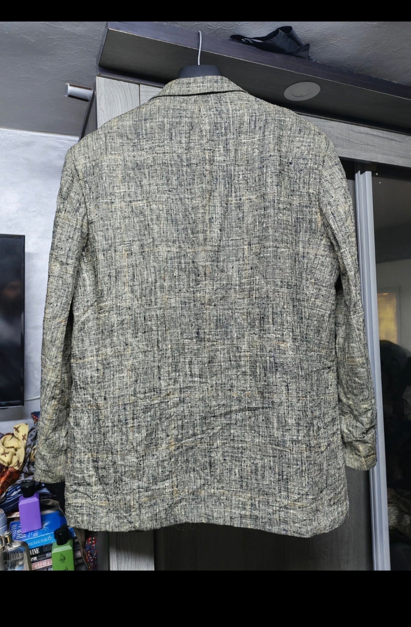 Vintage 100% pure silk camouflage classic beige jacket blazer 42R