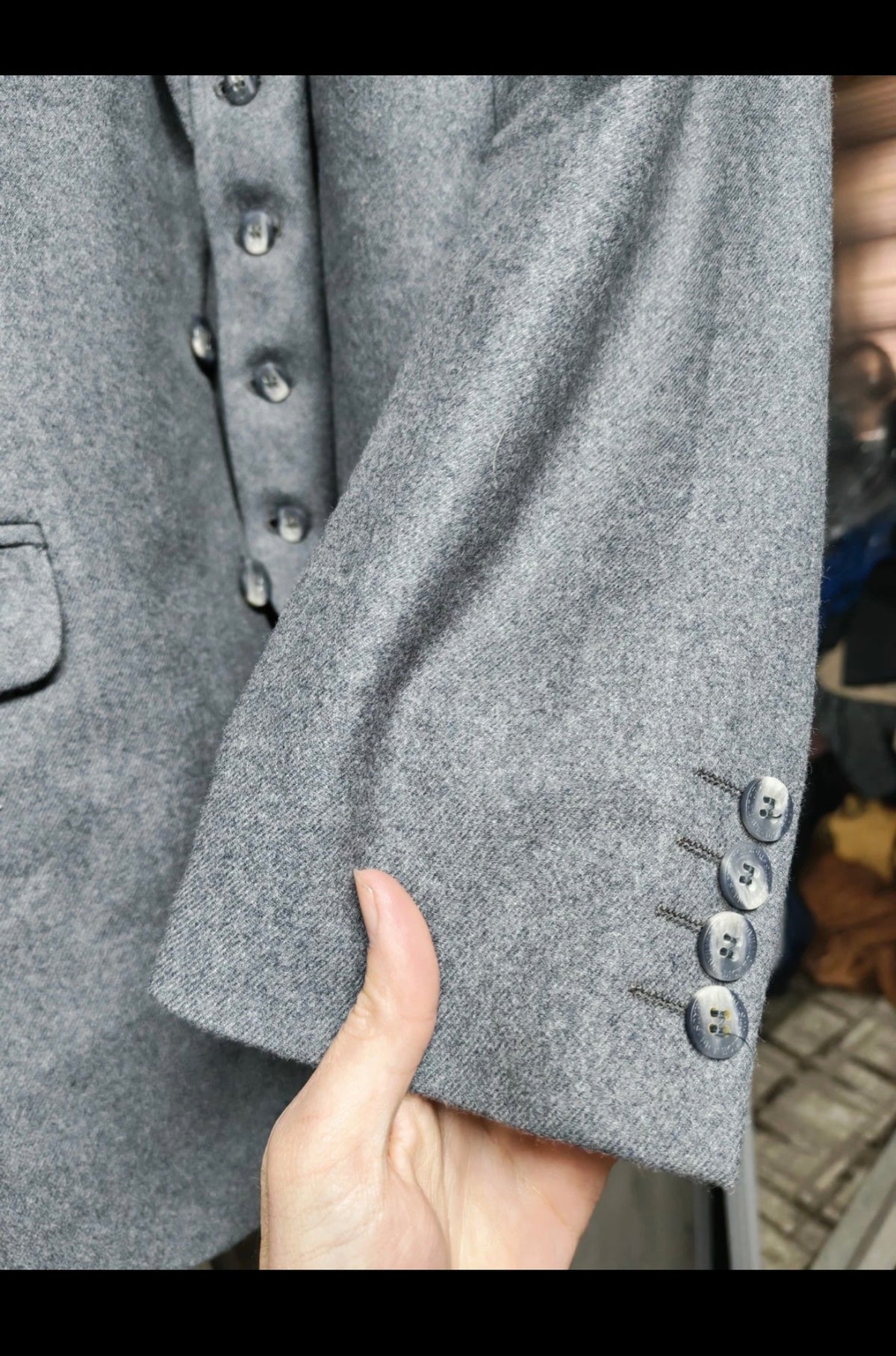 Vintage classic pure woollen wool 3 piece gray 2 button suit 40R 40L