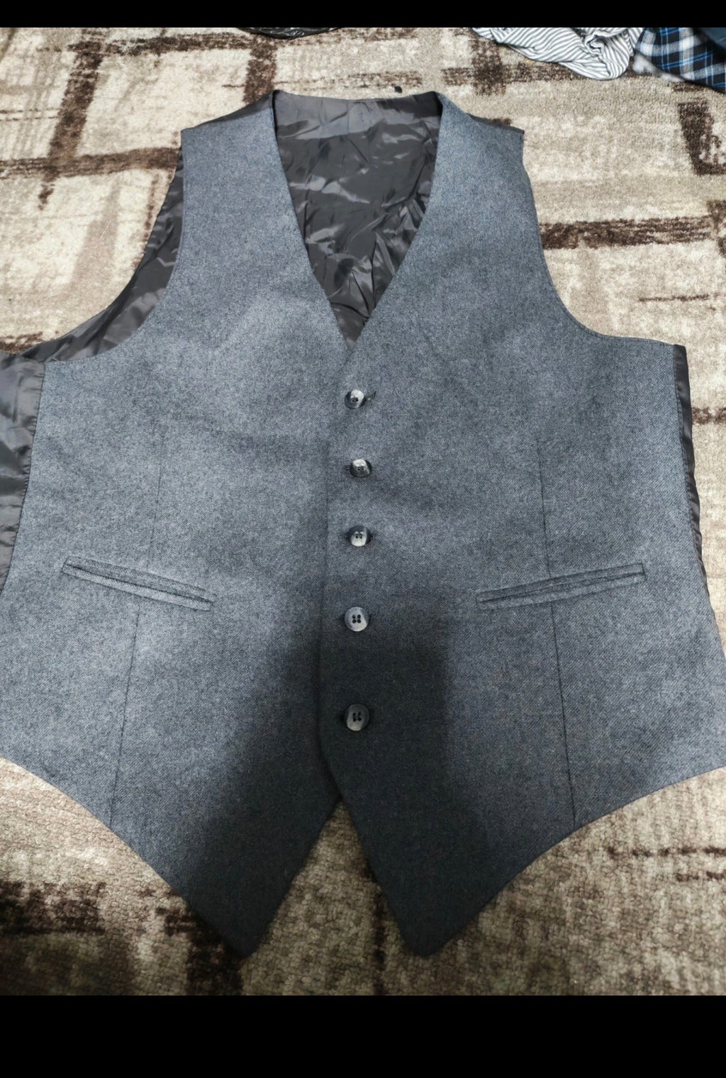 Vintage classic pure woollen wool 3 piece gray 2 button suit 40R 40L