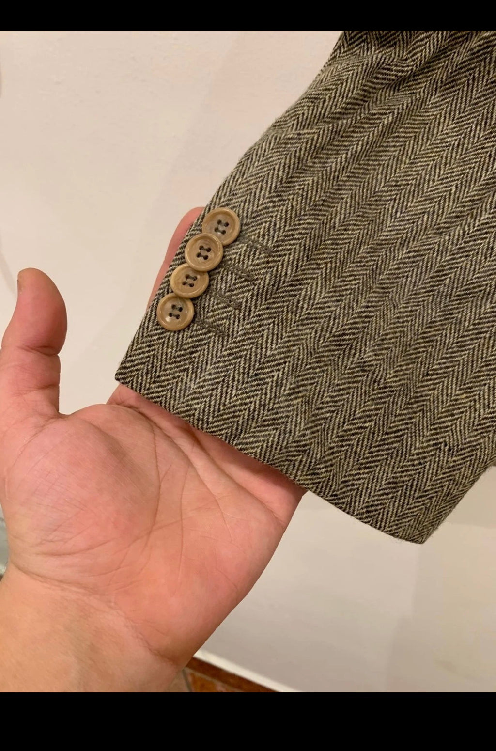 Vintage pure wool Tweed herringbone brown hunting jacket blazer 42R